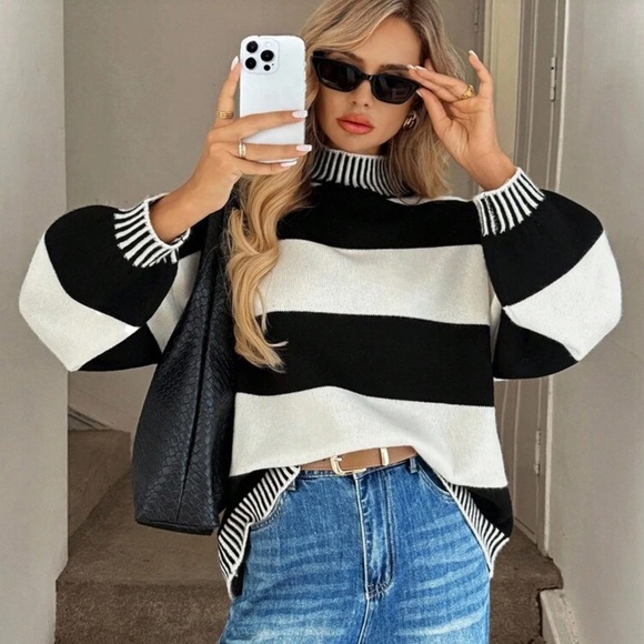 Fall Clothes Loose Casual Long Sleeve Crew Neck Black &...